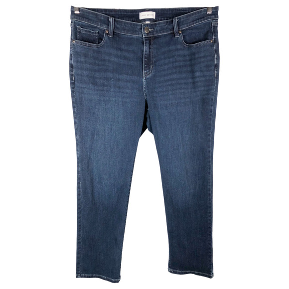 Lane Bryant Plus Size 20 Jeans Dark Blue Straight Leg Short Solid‎ Stretch 1095 - Picture 1 of 8